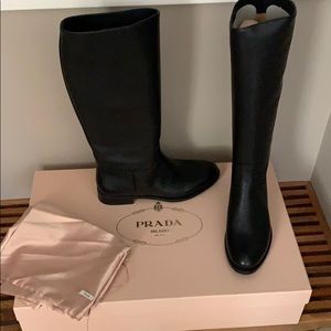 Prada Saffiano Black Boots
